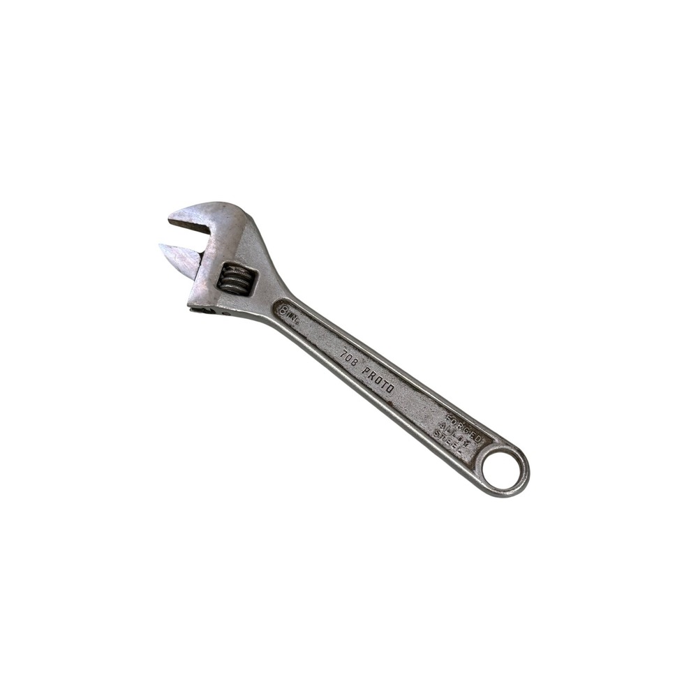 Proto 708 Adjustable Wrench 8 Inch Forged Alloy Steel Made in USA Silver